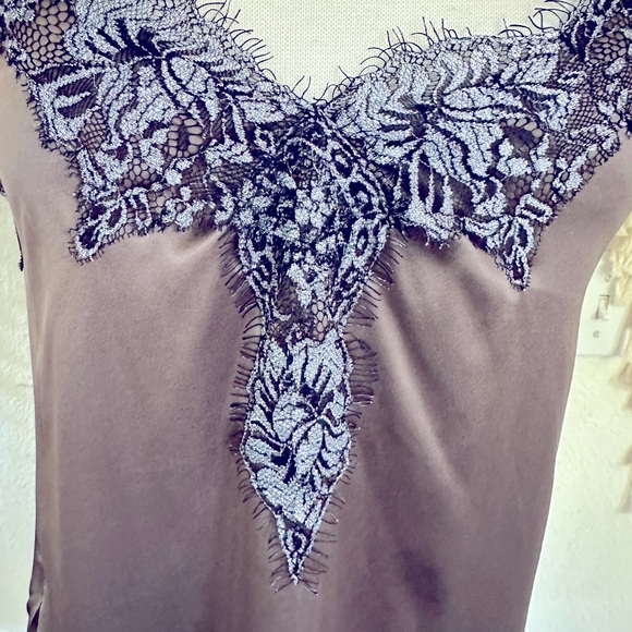 Cami NYC brown with lace trim silk luxury camisole Gisele cami small NEW - Picture 4 of 8